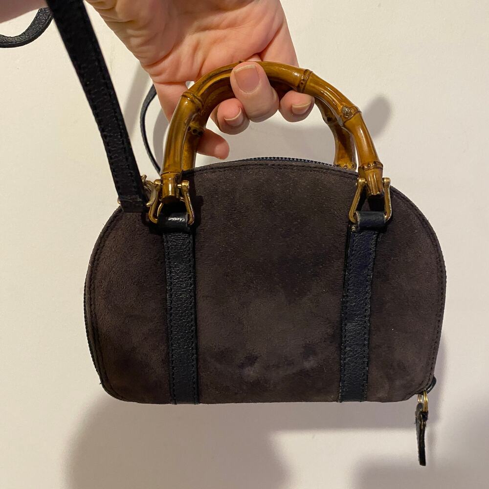 Gucci GG Bamboo Wallet Strap Suede Mini Micro Handbag Blue Vintage Bag Tom Ford - Picture 2 of 13